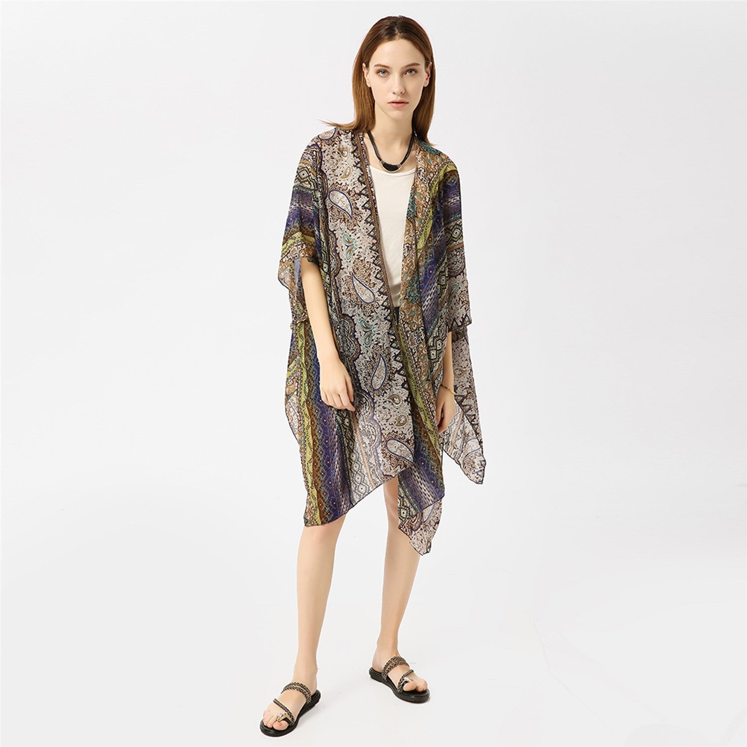 Spring Summer Paisley Pattern Kimono Cardigan Sun Protection Sun Shade Blouse Bella Mia